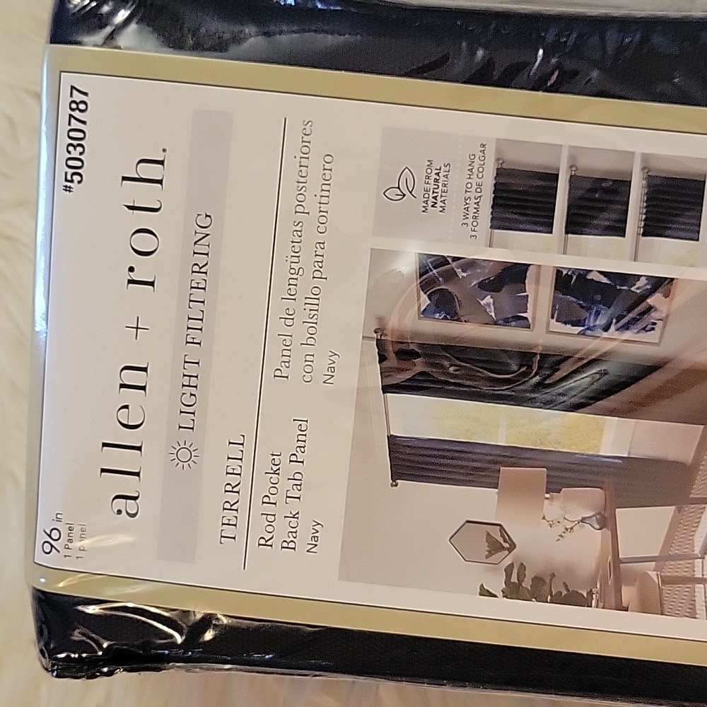 Allen + Roth Terrell Light Filtering Curtain Panel 96" - navy - Picture 7 of 10
